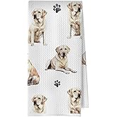 XIVENHAVM Labrador Retriever Kitchen Towels, Labrador Gifts Waffle Weave Decorative Dish Towels, Dog Mom Lovers Gifts Decorative Hand Tea Towel for Bathroom Kitchen, Pet Lover Gift, 16x24 Inch