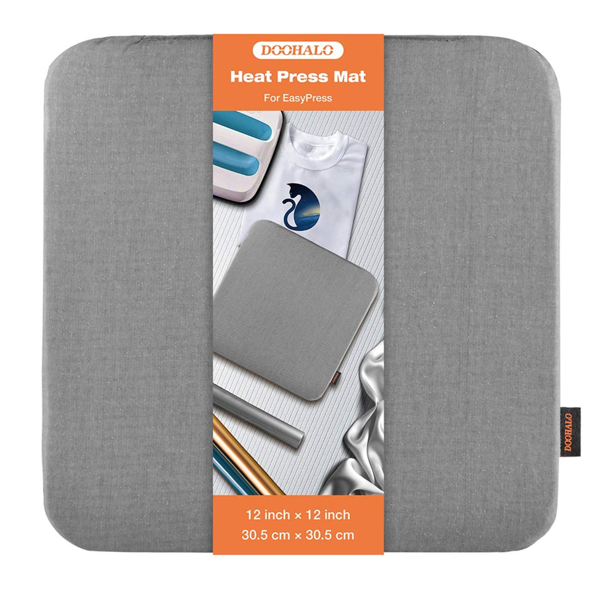 DOOHALO Heat Press Mat for Cricut EasyPress (12"x12"),Double-Side Iron-on Mat for Power Heat Press Machine,for Craft Vinyl Ironing Insulation Transfer to T-Shirts or HTV Vinyl Project