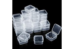 SATINIOR 48 Packs Clear Small Plastic Containers Transparent Storage Box with Hinged Lid for Items Crafts Jewelry (1.7 x 1.7 0.79 Inches)