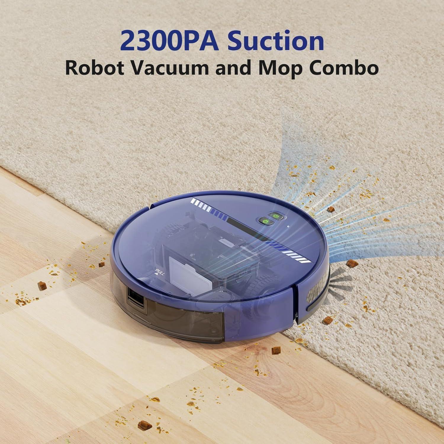 Robot Vacuum and Mop Combo, 2 in 1 Vacuum Robot with WiFi/App/Voice, Schedule, Water Tank and Dustbin, Self-Charging, Slim, Ideal for Hard Floor, Pet Hair, Carpet