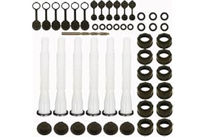 CARONIN Gas Can Spout Replacement Set, Gas Can Nozzle Old Style Easy to Install, Flexible Pour Nozzle Suitable for Most 1/2/5/10 Gallon Oil Cans (6 Kit-White)