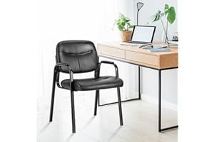 NEWBULIG Waiting Room Chair, Leather Stationary Office Guest Reception Chairs No Wheel,Comfy Padded Arms,for Conference Room Lobby Side breakroom