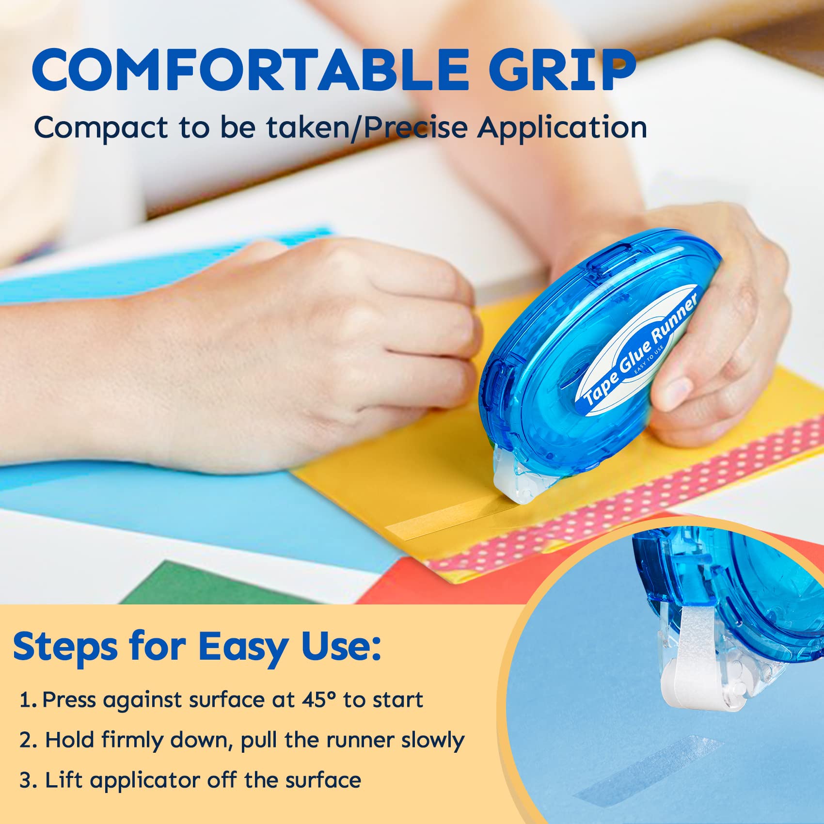 12 Pack Double Sided Tape Roller, 8mm x 315 Inch Permanent Adhesive Scrapbook Tape Dispenser Runner, Glue Tape Roller for Scrapbooking, Crafts and Arts Projects, Photo-Safe, Smooth & Clean