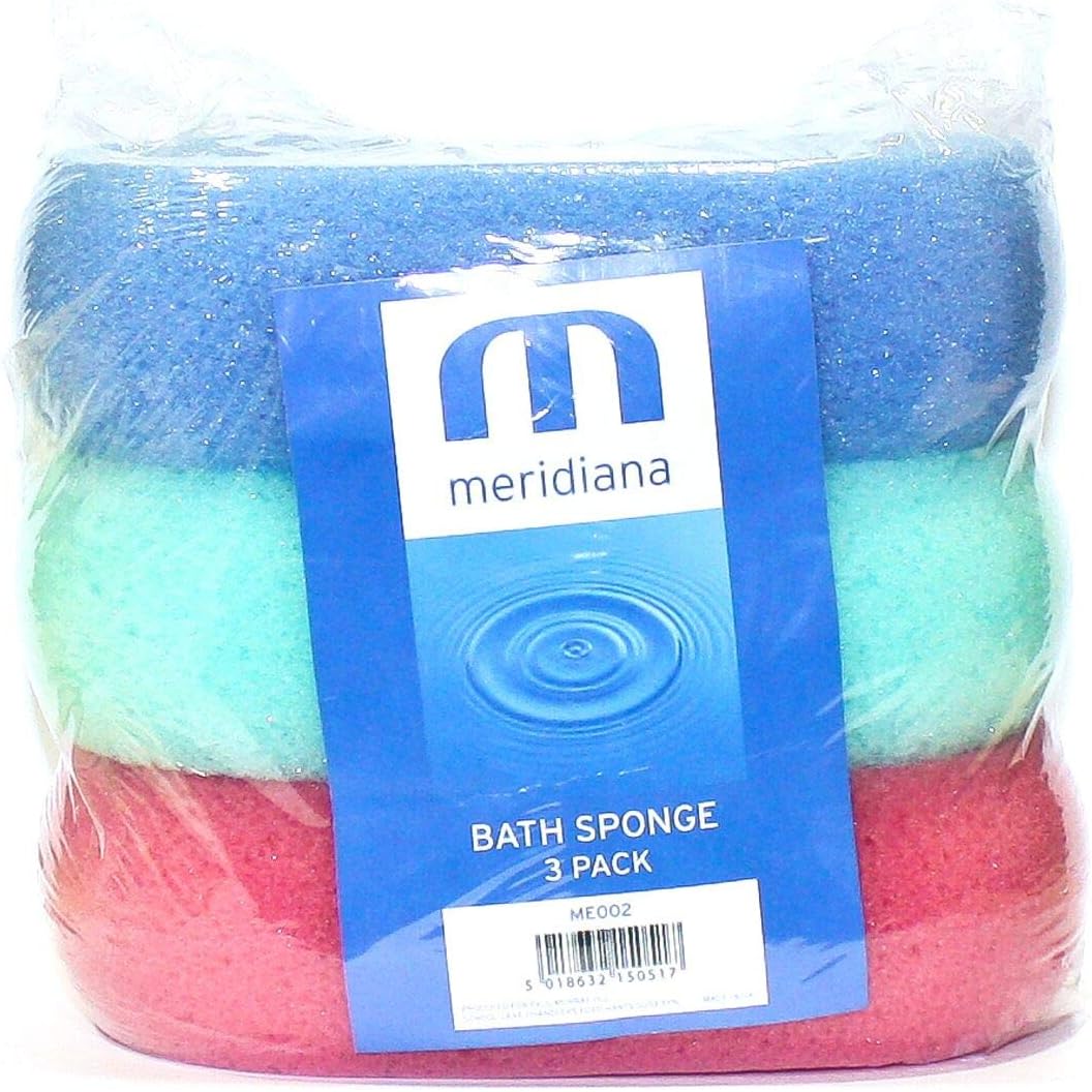 Meridiana Standard Bath Sponge, Assorted Color, Multicolored, 3 count (Pack of 1)