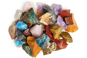 Digging Dolls: 4 lbs Natural 12 Stone Madagascar Rough Stone Mix - Large Size - 1" to 1.5" Average - Raw Rough Rocks for Arts, Crafts, Tumbling, Polishing, Gem Mining, Wire Wrapping and More!