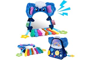 INBEBY Tummy Time Mirror Infant Toys,Purple Koala Baby Mirror Toy with Teethers Newborn Tummy Time Toys Foldable Floor Mirror High Contrast Baby Toys Sensory Development Montessori Activity Babies Gifts