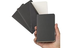 TWONE Pocket Notebook, 4 Pack Thin Cover Small Notebook for Taking Notes, Ruled Paper, 30 Sheets, 3-1/2” x 5-1/2”, Black Cove