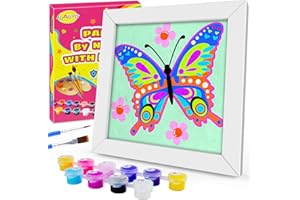 JOAOYO Paint by Numbers for Kids Ages 8-12 Easy Acrylic Paint by Number Kits for Girls Boys Adults with Wooden Frame Oil Painting Kits for Kids Ages 4-8 Perfect for Gift Home Decoration (Green butterfly)