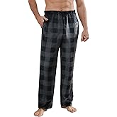 Vulcanodon Mens Pajama Pants Soft Plaid Bottoms with Pockets Sleep Lounge PJ