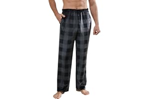 Vulcanodon Mens Pajama Pants Soft Plaid Bottoms with Pockets Sleep Lounge PJ