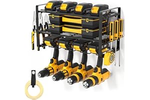 POKIPO Power Tool Organizer, Drill Holder Wall Mount, Heavy Duty Garage Tool Organizer and Storage, Suitable Tool Rack for Workshop and Garage, Utility Rack for Cordless Drill (3 Tier)