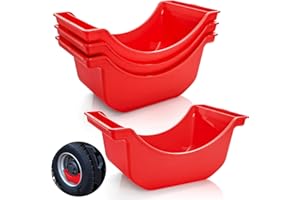 Nagpew 4 Pack Truck Wheel Pan, 2.8L Stackable Hub Oil Drain Pan, Red Fluid Drip Tool Trailer Wheel Catch Box for Heavy Duty Axle, Truck, Geared Engine Stand
