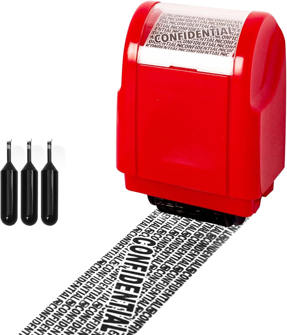 YAAVAAW Privacy ID Address Blocker Stamp Roller 0.7in Red S