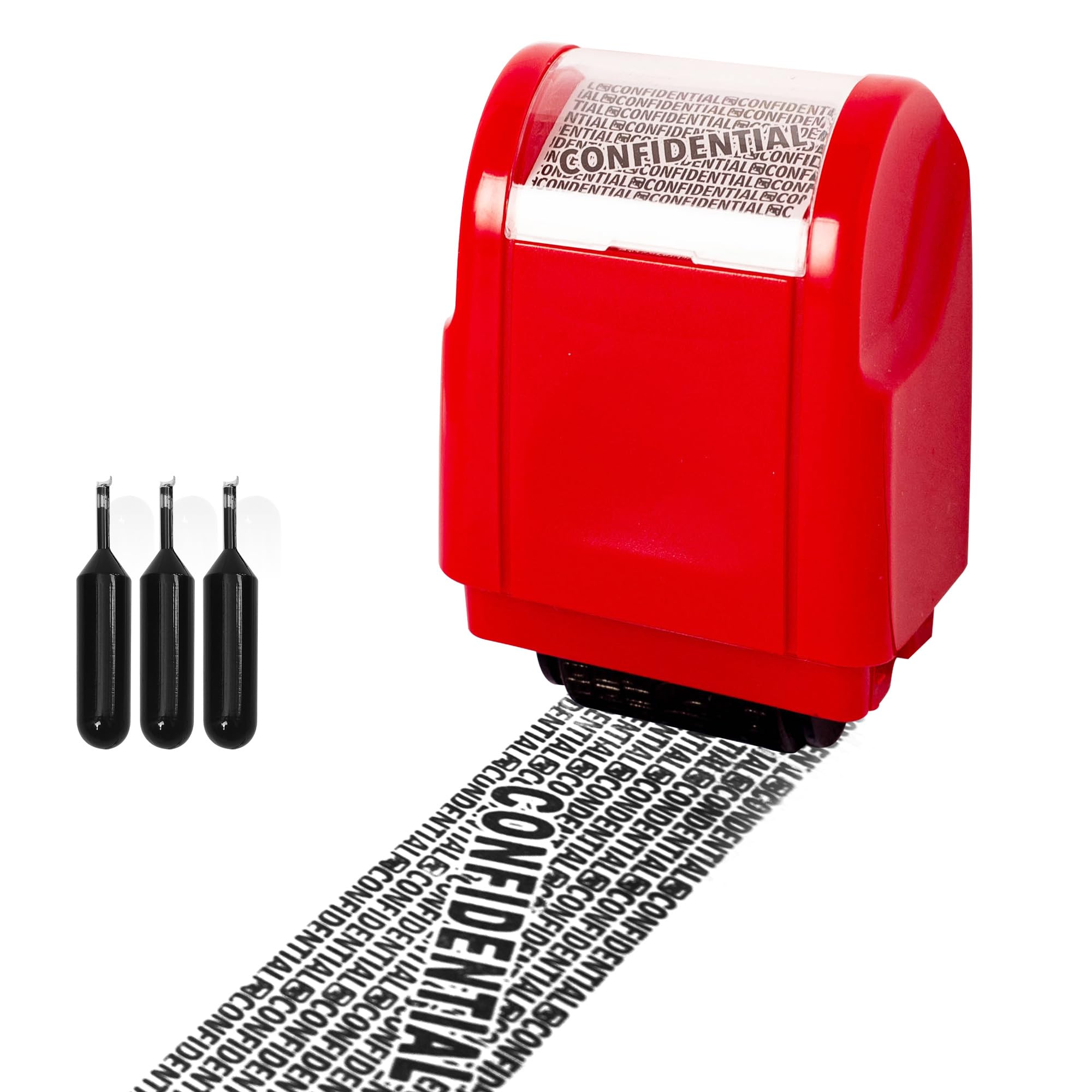 Privacy ID Address Blocker Stamp, Identity Theft Protection Roll Stamp, Privacy Security Theft Roller Stamp Personal Data Security Data Defender Roller Stamp (Red, S)