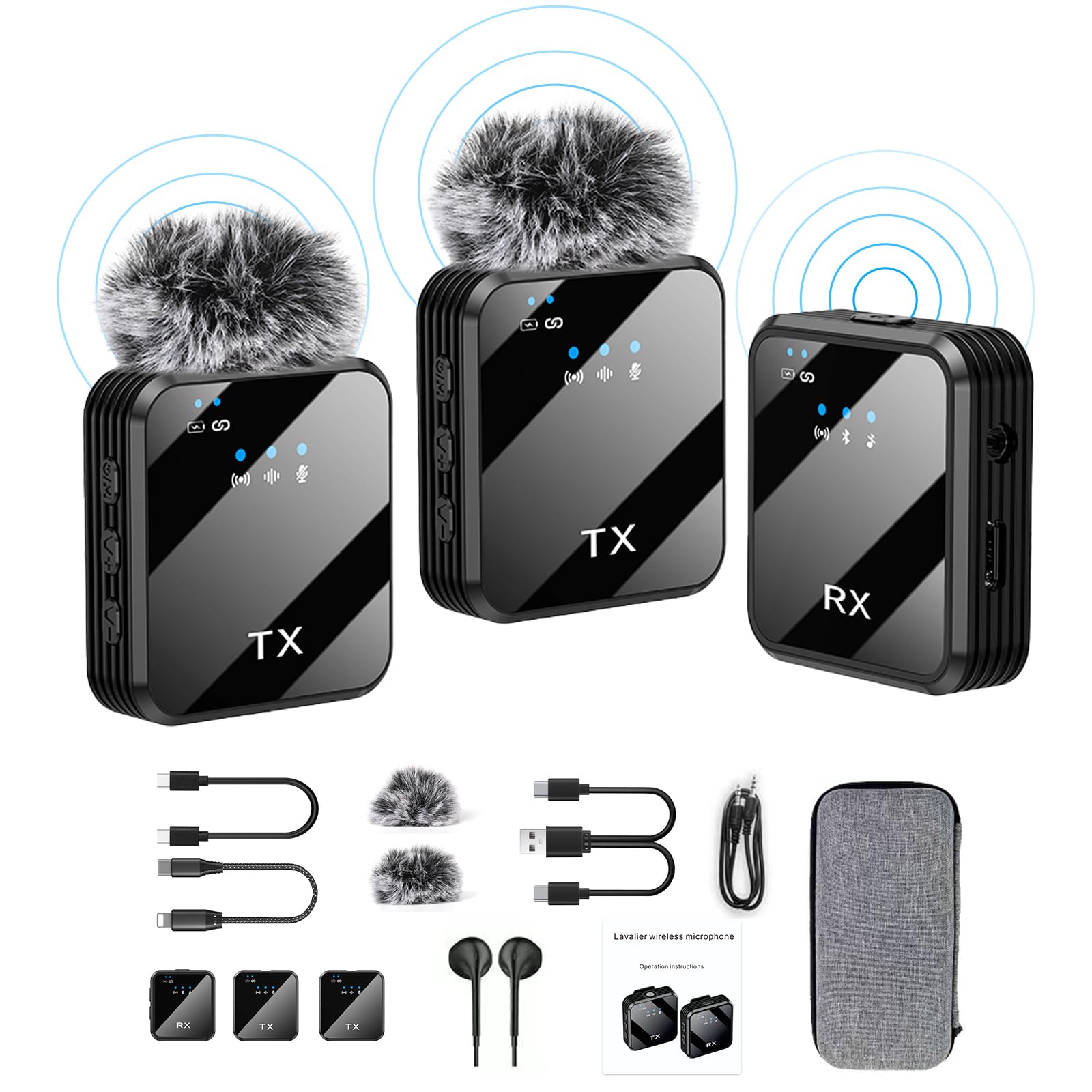 Photo 1 of Dual Mini Wireless Microphone USB C & Lightning for iPhone, Android Phone,Laptop,Noise Canceling Tiny Lavalier Microphone for Video Recording,TikTok,Plug-Play Lav Clip Mic.(10-Hr Battery Life)