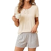 KIFOVEN Women's 2pcs Pajama Set Short Sleeve Top and Wide Leg Pants Sleepwear Nightwear