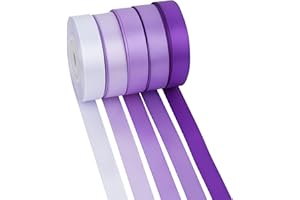 MAYREEL 5 Colors Purple Satin Ribbon 1/2 Inch Thin Ribbon for Gift Wrapping Flower Bouquet Wedding Bridal Shower Crafts Total 50 Yards