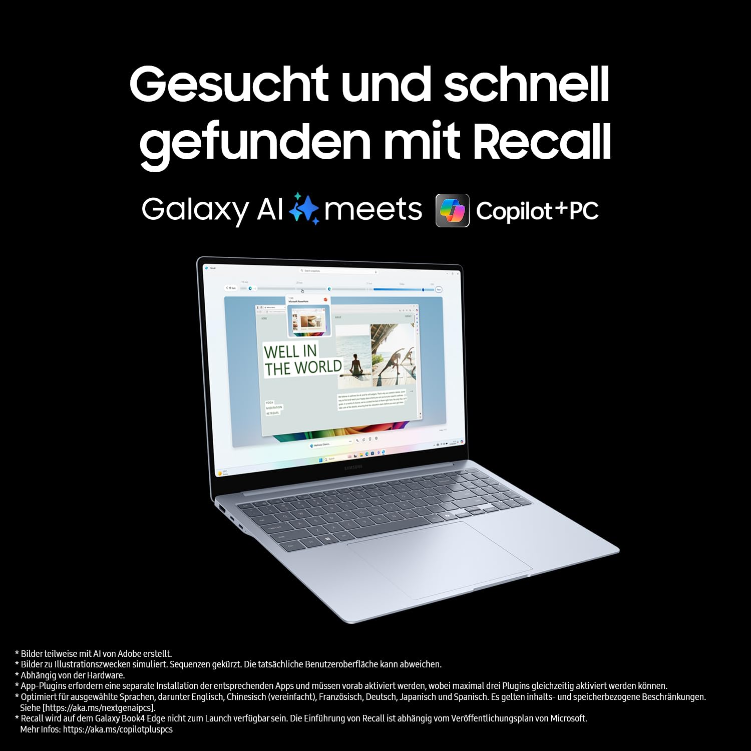 Samsung Galaxy Book4 Edge Galaxy AI-Laptop, 15,6-Zoll-Display, 16GB RAM, Snapdragon X Plus Prozessor, Notebook 256GB Speicher, Copilot+ PC, Sapphire Blue, 3 Jahre Herstellergarantie Windows 11 Home 3