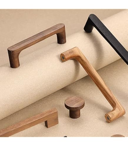 Poignées De Placard En Bois Lot De 2 - Écartement 160 Mm - Style Rétro, Facile à Installer - Pour Armoire, Tiroir, Meuble
