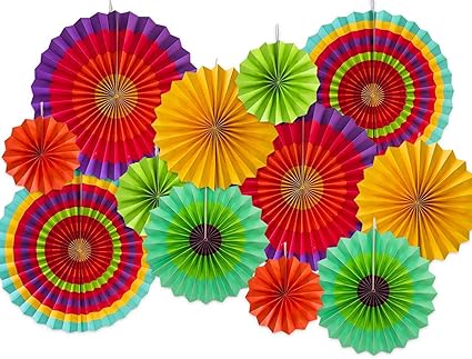 Amazon Com Moon Boat 12 Paper Fan Mexican Fiesta Cinco De Mayo