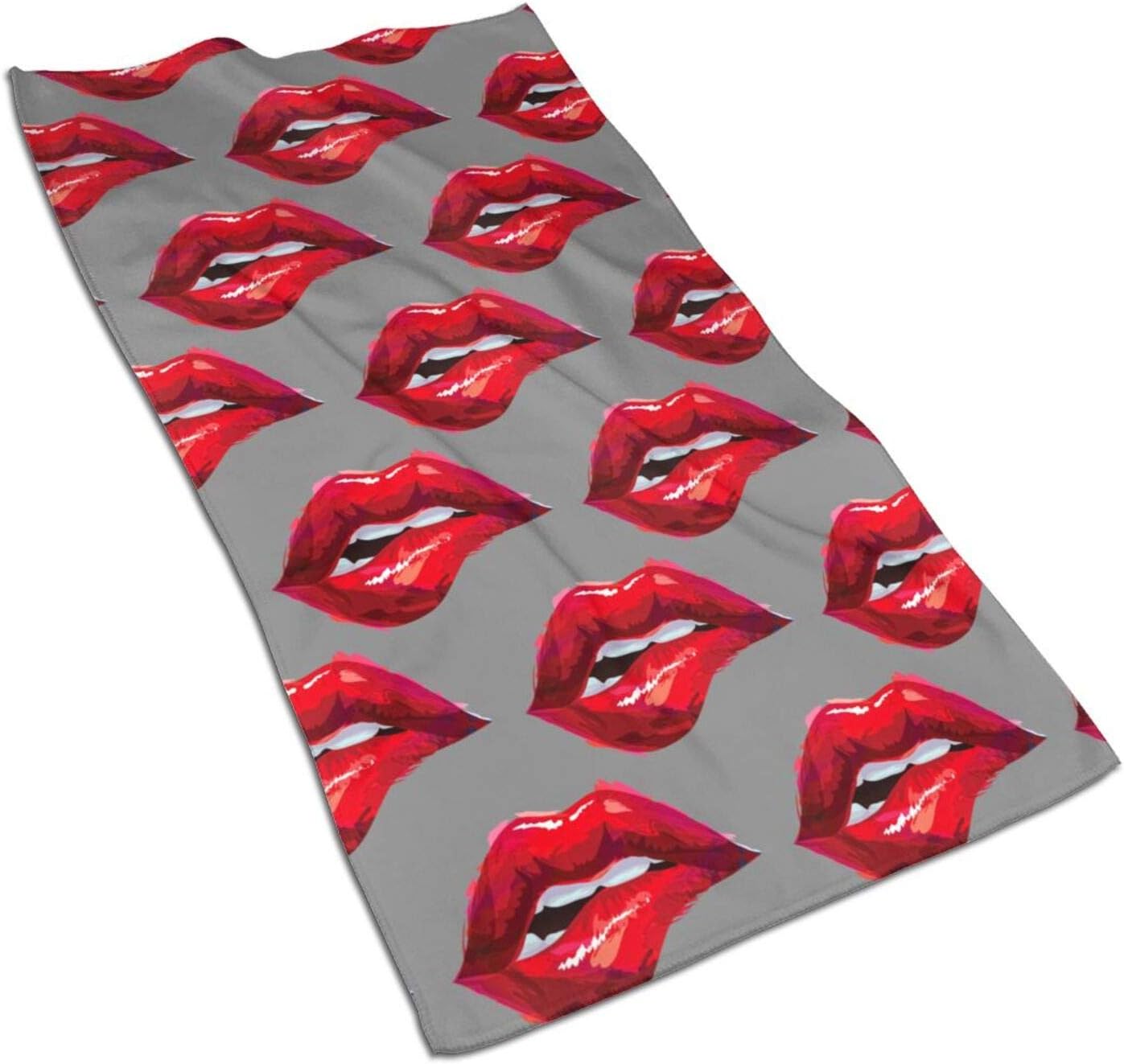LASWEGA Red Lip Pillowcase,Sexy Biting Lips Luxury Hand