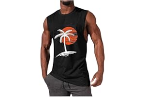 Daoucixia Men's Beach Tank Tops Funny Palm Tree Print Graphic Tee Shirts Casual Sleeveless Muscle T-Shirt Trendy Clothes