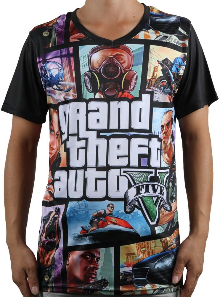 Vovary Grand Theft Auto Men's V Neck Short Sleeve T Shirts