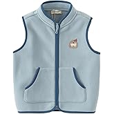 DAVE&BELLA Toddler Vest for Girls Boy, Sleeveless Reversible Sherpa Fleece Vest Fall Winter Button Down Waistcoat Outerwear