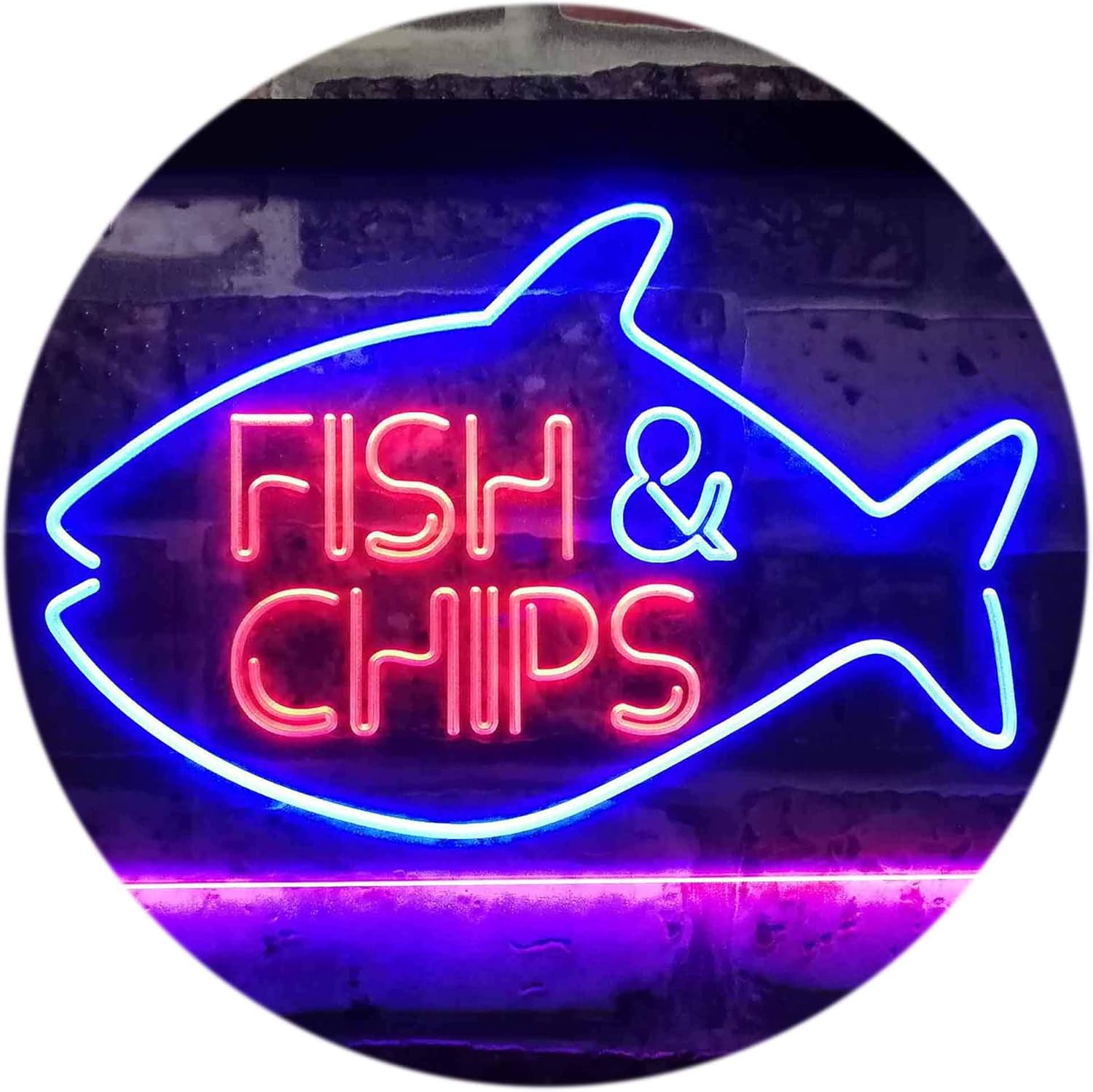 ADVPRO Fish & Chips Fast Food Open Display Dual Color LED Neon Sign Blue & Red 12