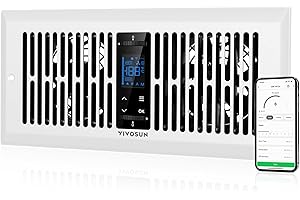 VIVOSUN Quiet Register Booster Fan for 𝟒" 𝐱 𝟏𝟎" Holes, Cooling Heating Vent Fan with 10-Speeds App Control &Adjustable Wind Direction, Thermostat Control for Bedroom, Bathroom &Attic, White