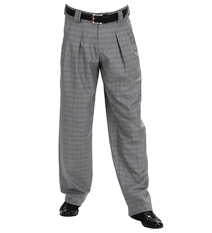 H K Mandel Karierte Bundfaltenhose Herren, Fifties Style Retro-Vintage Stil Tanzhosen Model Boogie