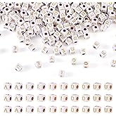 Sparkeads 500 Pcs A E I O U Cube Letter Beads for Bracelet Making Alphabet Vowel Acrylic Bead 4.5 mm Golden Beads Bulk for Phone Lanyard Key Chain Jewelry Necklace Accessory