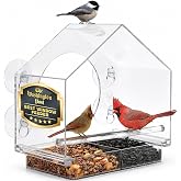 Window Bird Feeder with Strong Suction Cups, Bird Feeders for Outdoors | Clear window bird feeder, works as a balcony bird feeder too, no mess sliding seed tray, weatherproof acrylic, easy to clean