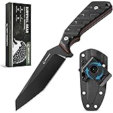 SPITZKANTE 8.35" Fixed Blade Knife QI-ALO, D2 Steel Reverse Tanto Full Tang Blade with G10 Handle, Rotating Clip, Camping Kni