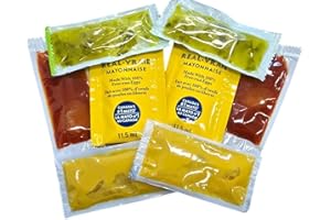 100 Condiment Sachets – Ketchup, Mustard, Relish & Mayonnaise (25 Each) – With PaLiSoL CREATiONS Keychain – Portable Portion 