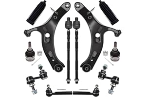 AUQDD 12Pcs Front End Suspension Kit Fit For 2010-2014 Su-baru Outback, 2 Lower Control Arm 2 Ball Joint 2 Sway Bar Link 4 Outer & Inner Tie Rod End (# 522-831 522-832 543-650 K750084 ES3712 K9513)