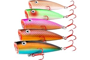 XBLACK Fishing Lures Set Minnow Crankbaits Pencil Jointed Popper VIB Lures Fishing Lures Kit 5PCS for Bass Trout in Saltwater and Freshwater, XBLACK Baits, Catch Big Fish!…