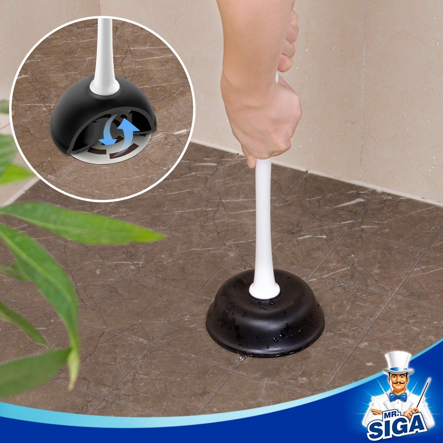 MR.SIGA Toilet Plunger and Bowl Brush Combo for Bathroom Cleaning, White, 2 Sets: Kitchen & Dining