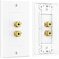 Cable Matters 2-Pack Speaker Wire Wall Plate (Banana Plug Wall Plate) for 1 Speaker in White