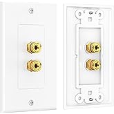 Cable Matters 2-Pack Speaker Wire Wall Plate (Banana Plug Wall Plate) for 1 Speaker in White