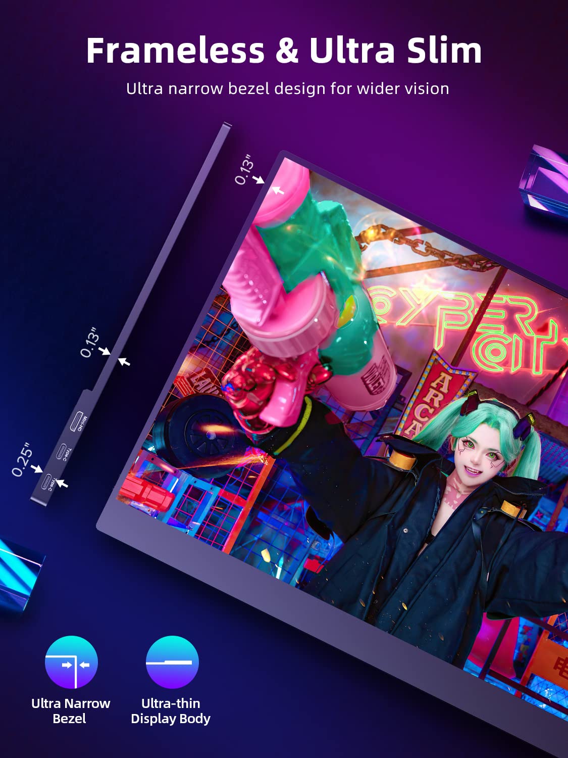 EVICIV 2K 144Hz Portable Monitor 100% DCI-P3 17.3