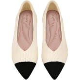 ATHMILE Pointed Toe Flats for Women Comfortable Knit Ballet Flats Shoes | Slip-on Lightweight Dressy Work Shoes Machine Washable Womens Flats for Work Office Business Casual Wedding