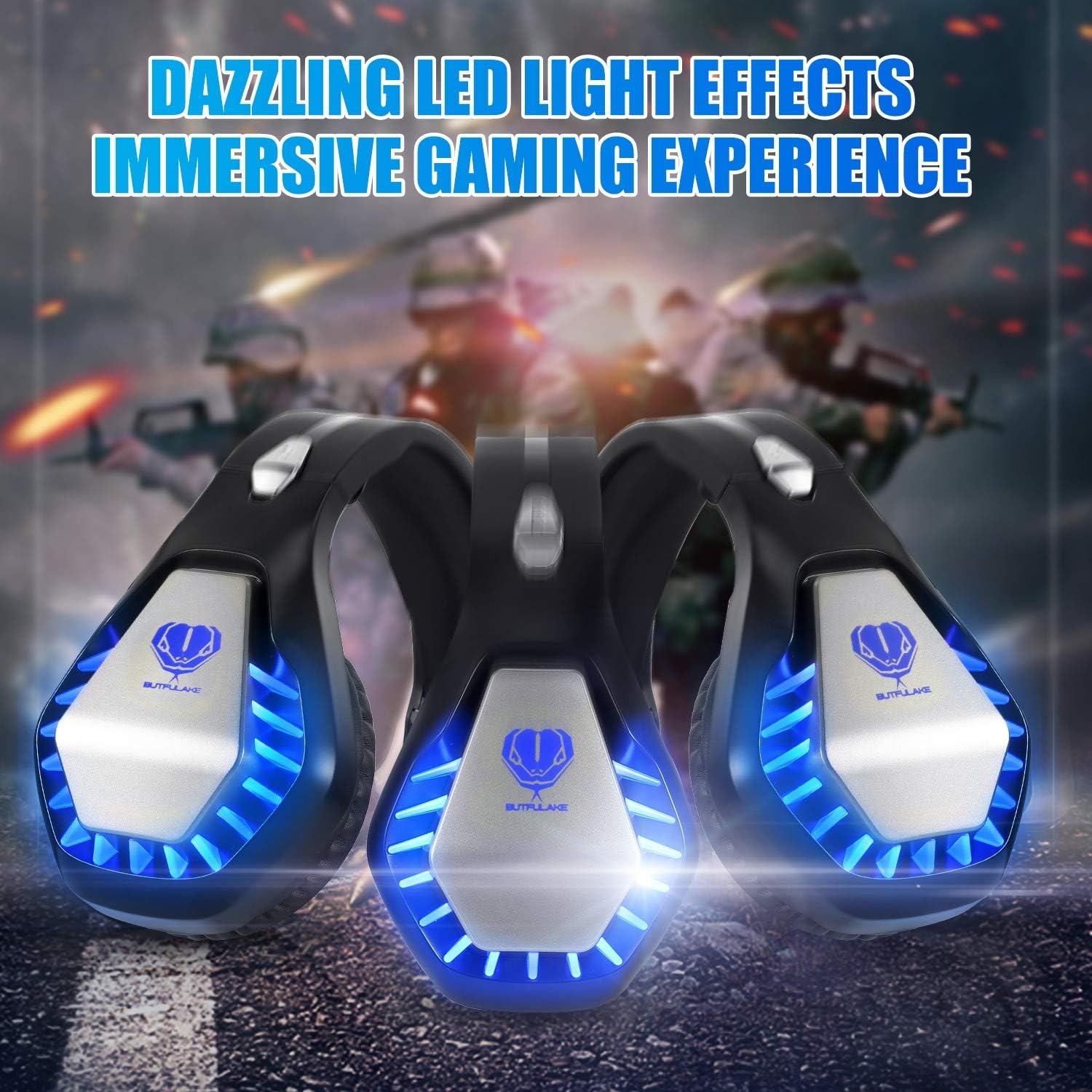 Pacrate Gaming Headset for PS4, Xbox One, with Noise Cancelling Mic - Pro Stereo Surround Sound Over Ear Gaming Headphones with LED Lights for Mac, Laptop, PC: Computers & Accessories