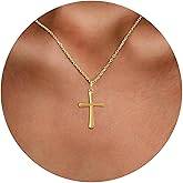 M SHUYUN Silver Cross Necklace for Women, Handcrafted S925 Sterling Silver, 18K Gold, White Gold, or Cubic Zirconia Set Design, Dainty Cross Pendant Necklace Gift for Women Girls