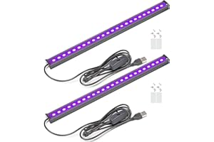 GREENIC USB Black Light Bar, 10W 1ft Upgraded UV LED Blacklight Strip Lights, Small Black Lights for Glow Party, Posters, Tapestry, Room, Bedroom Decor, Body Paint, Halloween Decorations, 2 Pack