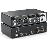 USB Audio Interface for PC Recording, 24-bit/192kHz Computer Audio Interface for Recording Music, 48V Phantom Power Music Recording Studio Equipment, for Home Studio Guitar Podcast Streaming