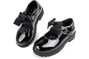 Wulubaba Toddler Girl Dress Shoes Bow Black Dress School Shoes