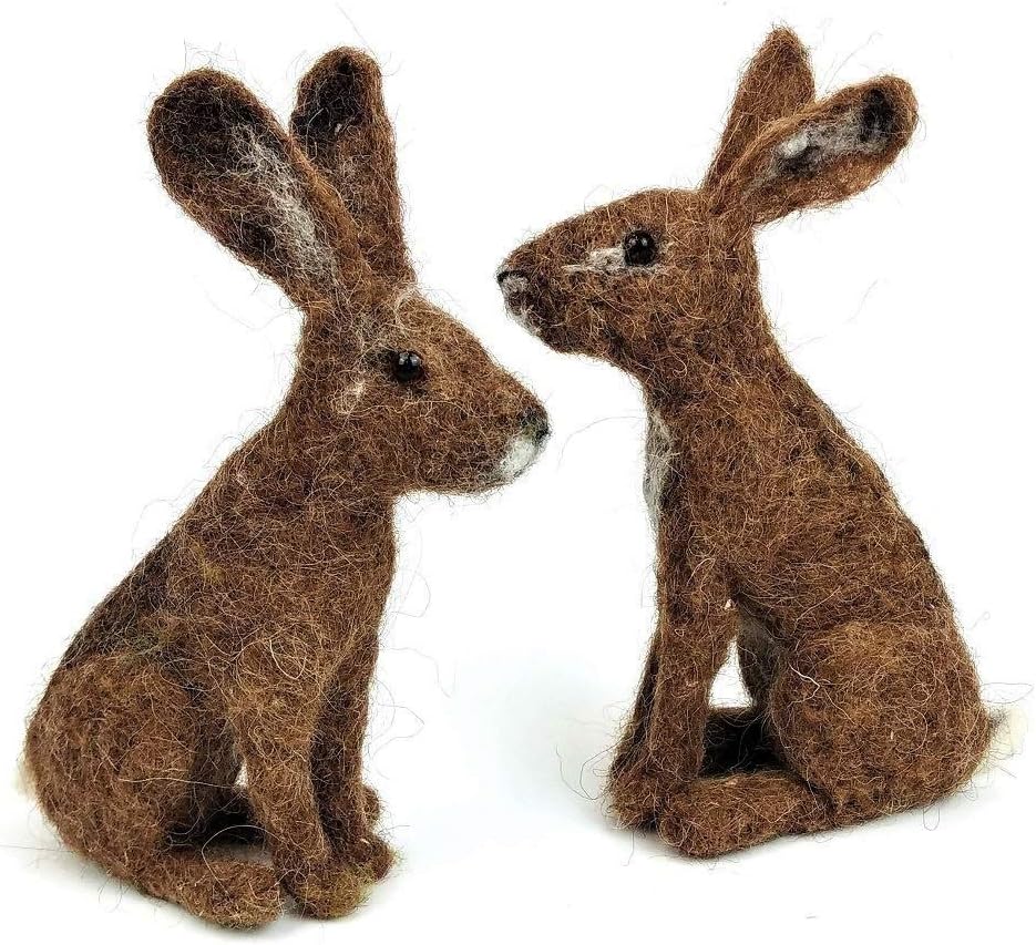 Hare Needle Felting Kit by The Makerss Makes 2 Hares Made in The UK