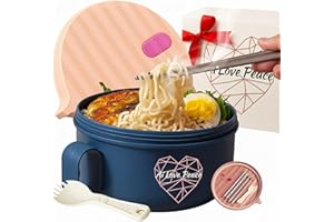 Ai Love Peace Ramen Bowl, 40 oz Microwaveable Noodle Cooker for Ramen, Pho, Soup, and Pasta, Dishwasher Safe and Portable, Id