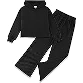 Stelle Girls Clothes 2 Piece Fall Outfits Lounge Set Long Sleeve Pullover Hoodie Wide Leg Sweatpants Teen Ribbed Tracksuit